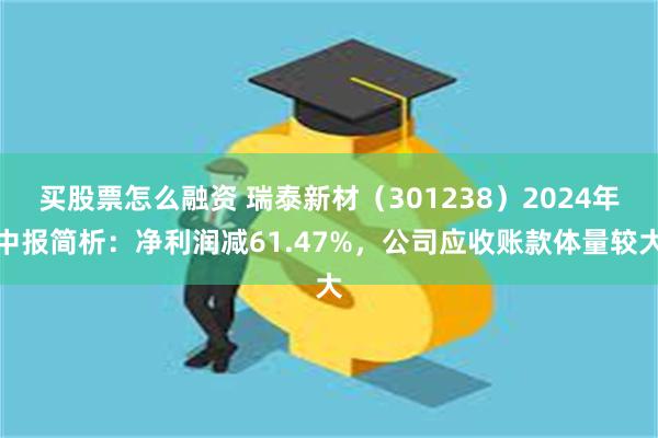 买股票怎么融资 瑞泰新材（301238）2024年中报简析：净利润减61.47%，公司应收账款体量较大